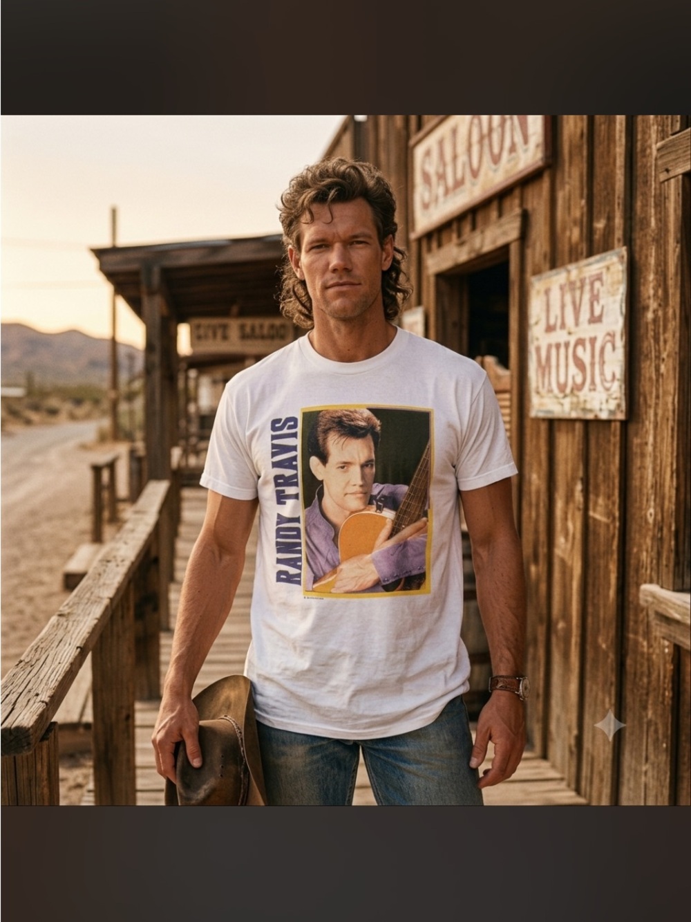 Vintage 1989 Randy Travis Canadian Summer Tour T-Shirt Screen Stars 50/50 M
